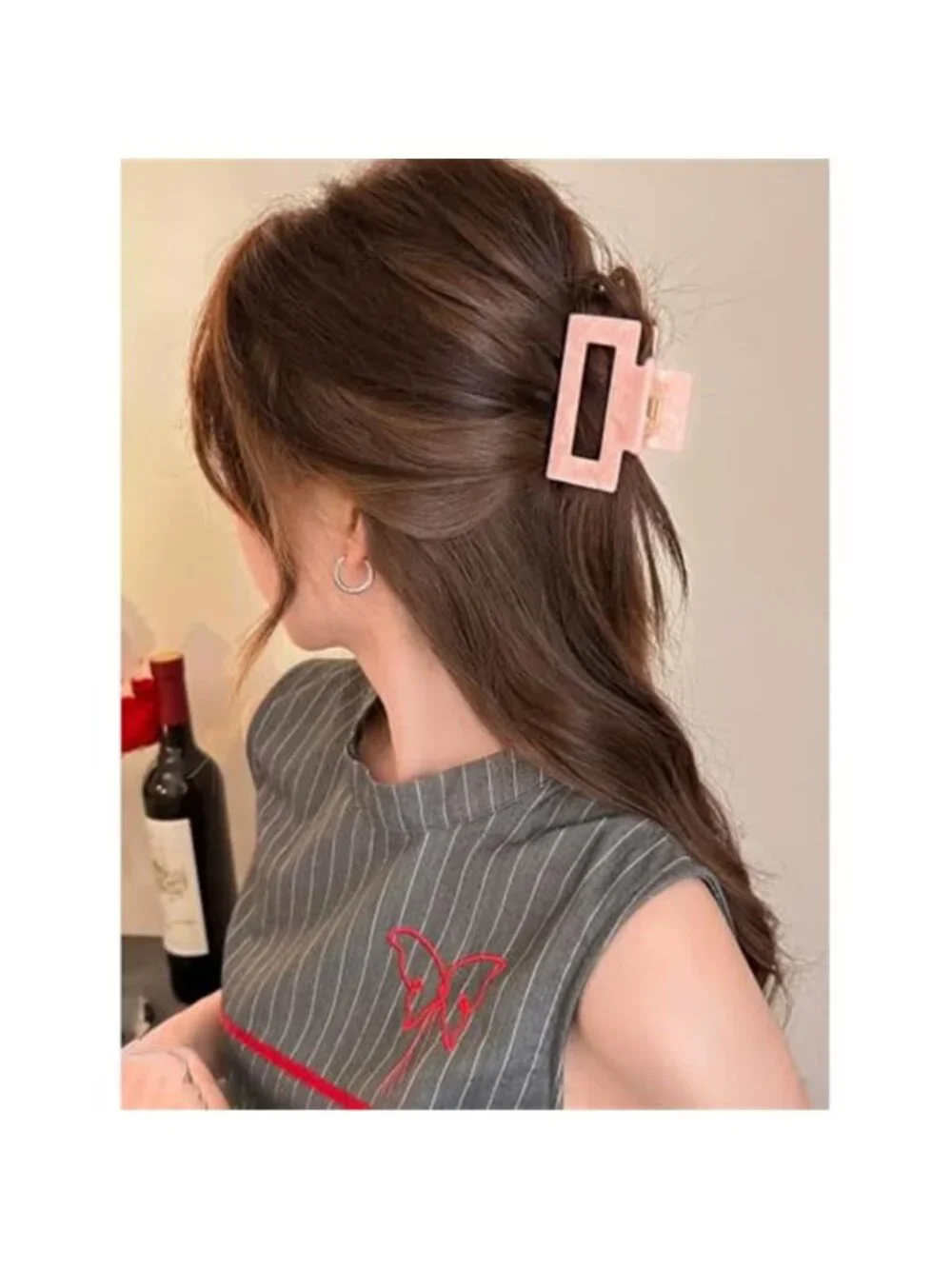 Small Hair Claw Clips Medium Acetate Square Hair Clips Tortoise Shell Cute